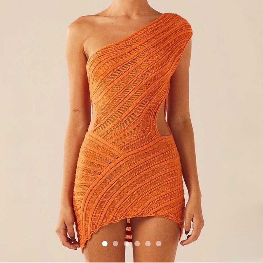 Peppermayo Vibrant One-Shoulder Dress in Orange